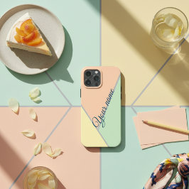 レトロ70Sピンクティール（緑がかった色）パステルカラーブロックパターン iPhone 16 PRO MAXケース