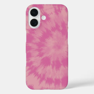 レトロ70sピンクヒッピー絞り染め抽象デザイン iPhone 16ケース
