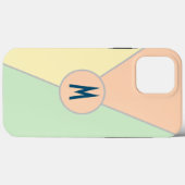 レトロ70sピーチグリーンティール(緑がかった色)パステルカラーブロック Case-Mate iPhoneケース (裏面 (横))