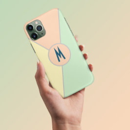 レトロ70sピーチグリーンティール（緑がかった色）パステルカラーブロック iPhone 13 pro maxケース