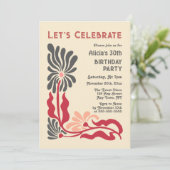 レトロ70sファンキーグルーヴィサイケデリックフラワー誕生日 招待状 (スタンド正面)