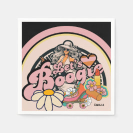 レトロ70sブギーディスコ踊りブライダルバチェロレッテ スタンダードカクテルナプキン