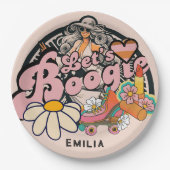 レトロ70sブギーディスコ踊りブライダルバチェロレッテ ペーパープレート (正面)