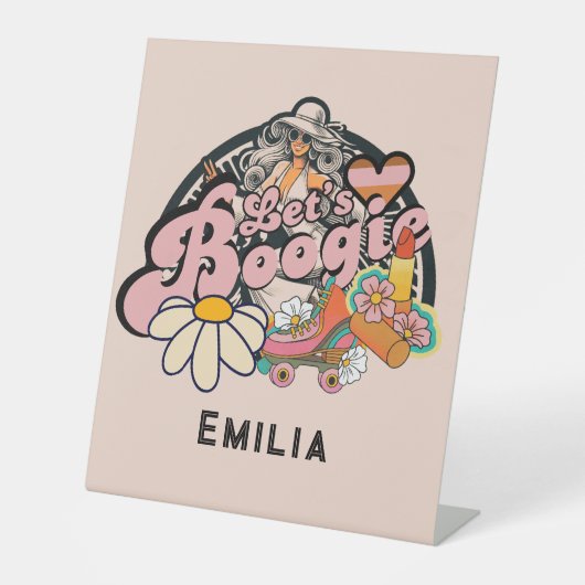 レトロ70sブギーディスコ踊りブライダルバチェロレッテ 台座サイン (正面)