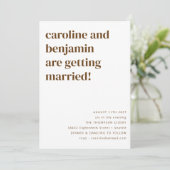 レトロ70sブラウンモダンパター結婚ンのオールインワン 招待状 (スタンド正面)