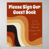 レトロ70sボホ結婚のサインOur Guest Book Poster ポスター (正面)