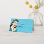 レトロ70'sポップ・アートのアート漫画ブック結婚おもしろい プレイスカード (正面)