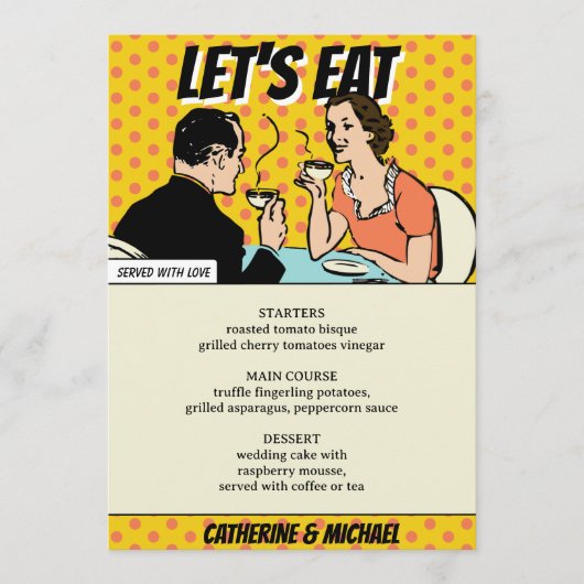 レトロ70'sポップ・アートのアート漫画ブック結婚おもしろい メニュー (正面)