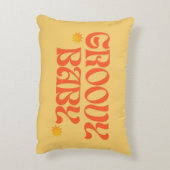 レトロ70sマスタードオレンジヒッピーGroovyベビー アクセントクッション (裏面(縦))