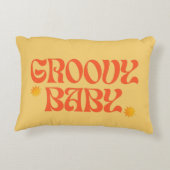 レトロ70sマスタードオレンジヒッピーGroovyベビー アクセントクッション (裏面)