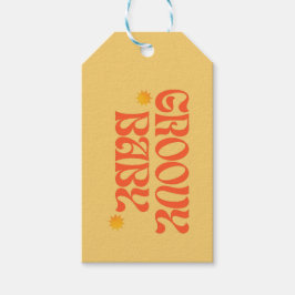 レトロ70sマスタードオレンジヒッピーGroovyベビー ギフトタグ