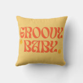 レトロ70sマスタードオレンジヒッピーGroovyベビー クッション (裏面)