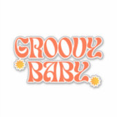 レトロ70sマスタードオレンジヒッピーGroovyベビー シール (正面)