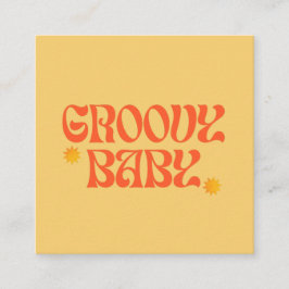 レトロ70sマスタードオレンジヒッピーGroovyベビー スクエア名刺