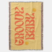 レトロ70sマスタードオレンジヒッピーGroovyベビー スローブランケット (正面縦)