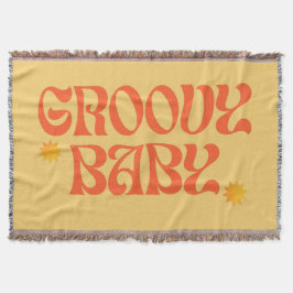 レトロ70sマスタードオレンジヒッピーGroovyベビー スローブランケット