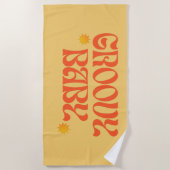 レトロ70sマスタードオレンジヒッピーGroovyベビー ビーチタオル (正面)