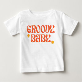 レトロ70sマスタードオレンジヒッピーGroovyベビー ベビーTシャツ