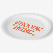 レトロ70sマスタードオレンジヒッピーGroovyベビー ペーパープレート (アングル)