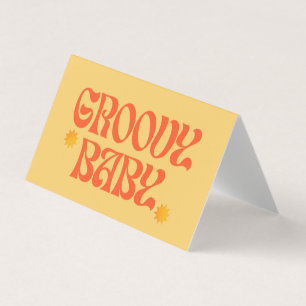 レトロ70sマスタードオレンジヒッピーGroovyベビー 名刺