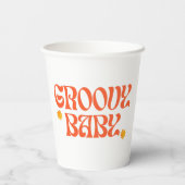 レトロ70sマスタードオレンジヒッピーGroovyベビー 紙コップ (裏面)