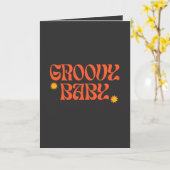 レトロ70sマスタードオレンジブラックヒッピーGroovyベビー カード (黄色い花)