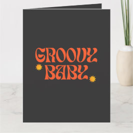 レトロ70sマスタードオレンジブラックヒッピーGroovyベビー カード