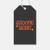 レトロ70sマスタードオレンジブラックヒッピーGroovyベビー ギフトタグ (裏面)