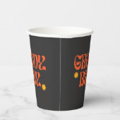 レトロ70sマスタードオレンジブラックヒッピーGroovyベビー 紙コップ (右)