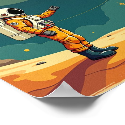 レトロ70sムーンツーリズムヴィンテージ宇宙旅行ポスター ポスター (角)