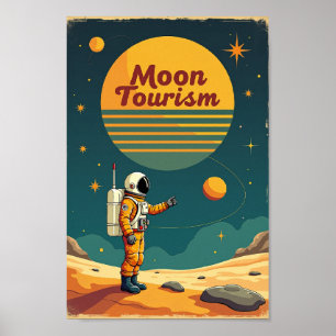 レトロ70sムーンツーリズムヴィンテージ宇宙旅行ポスター ポスター
