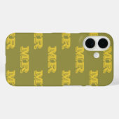 レトロ70sモノグラムイニシャルパターングリーンイエロー Case-Mate iPhoneケース (裏面 (横))