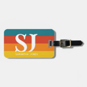 レトロ70sレインボーはっきりしたイニシャルストライプモノグラム ラゲッジタグ (正面横)