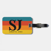 レトロ70sレインボーはっきりしたイニシャルストライプモノグラム ラゲッジタグ (裏面横)