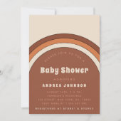 レトロ70sレインボーアーチテラコッタベビーシャワー 招待状 (正面)