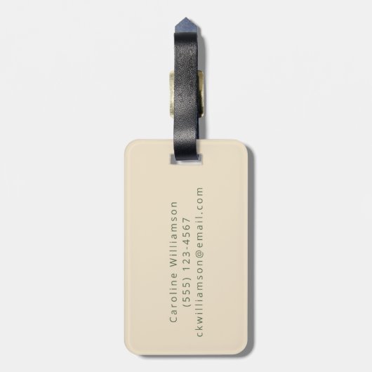 レトロ70sレインボーグリーンオレンジパーソナライズされた名 ラゲッジタグ (裏面縦)