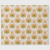 レトロ70sレインボーフラワーラッピング紙 ラッピングペーパー (フラット)