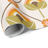 レトロ70sレインボーフラワーラッピング紙 ラッピングペーパー (ロールコーナー)