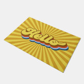 レトロ70sレタリングこんにちは ドアマット (アングル)