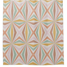 レトロ70sヴィンテージヒッピーサイケデリックピンクミント金ゴールド シャワーカーテン