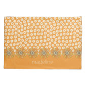 レトロ70sヴィンテージフローラオレンジ 枕カバー (裏面)