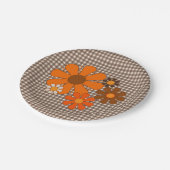 レトロ70sヴィンテージフローラギンガム ペーパープレート (アングル)