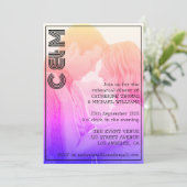 レトロ70s名前モノグラムと写真結婚ズ 招待状 (スタンド正面)