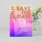 レトロ70s名前モノグラムと写真結婚ズ 箔招待状 (立ち正面)