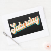 レトロ70s土曜日ウィークエンドディスコパーティーロゴ 長方形シール (封筒)