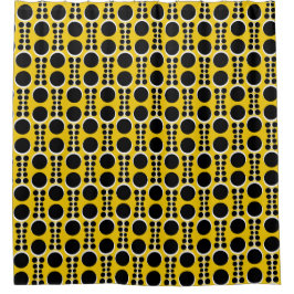 レトロ70s壁紙のヴィンテージの黄色のマスタード シャワーカーテン