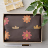 レトロ70s小オレンジイエローレッド花 薄葉紙 (ギフト)