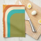 レトロ70s幾何学的フローラ キッチンタオル (四つ折り)