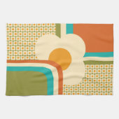 レトロ70s幾何学的フローラ キッチンタオル (横)