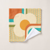 レトロ70s幾何学的フローラ バスタオルセット (ウォッシュタオル)